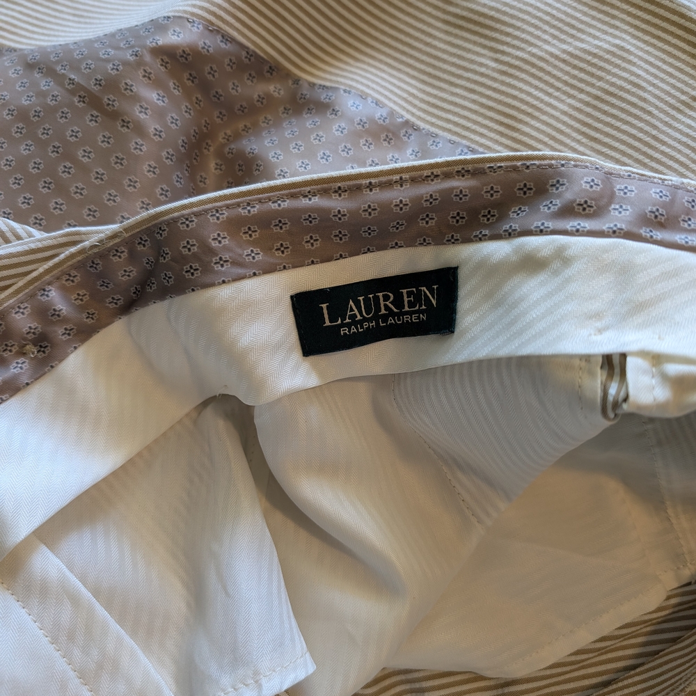 Lauren by Ralph Lauren Men’s Seersucker Suit – Tan & Cream (43R Jacket / 34x31 - Picture 5 of 10